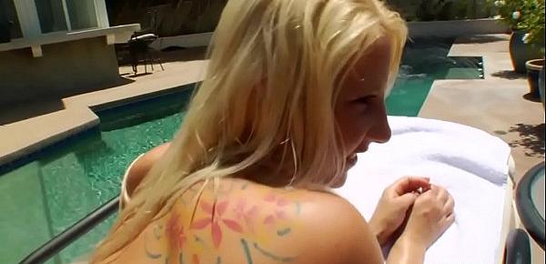  Enema babe squirting by the pool with lesbian